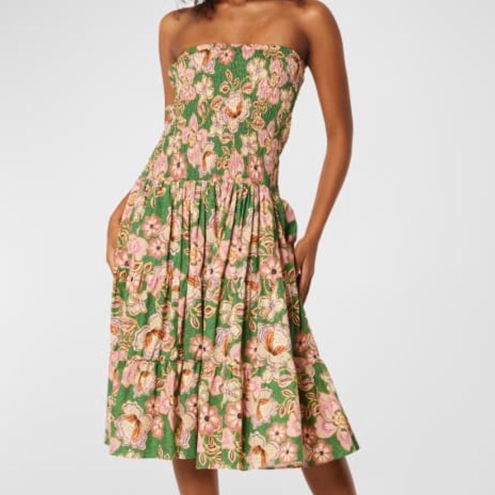 Misa Los Angeles Lola Smocked Cotton Convertible Floral Skirt Dress Size M